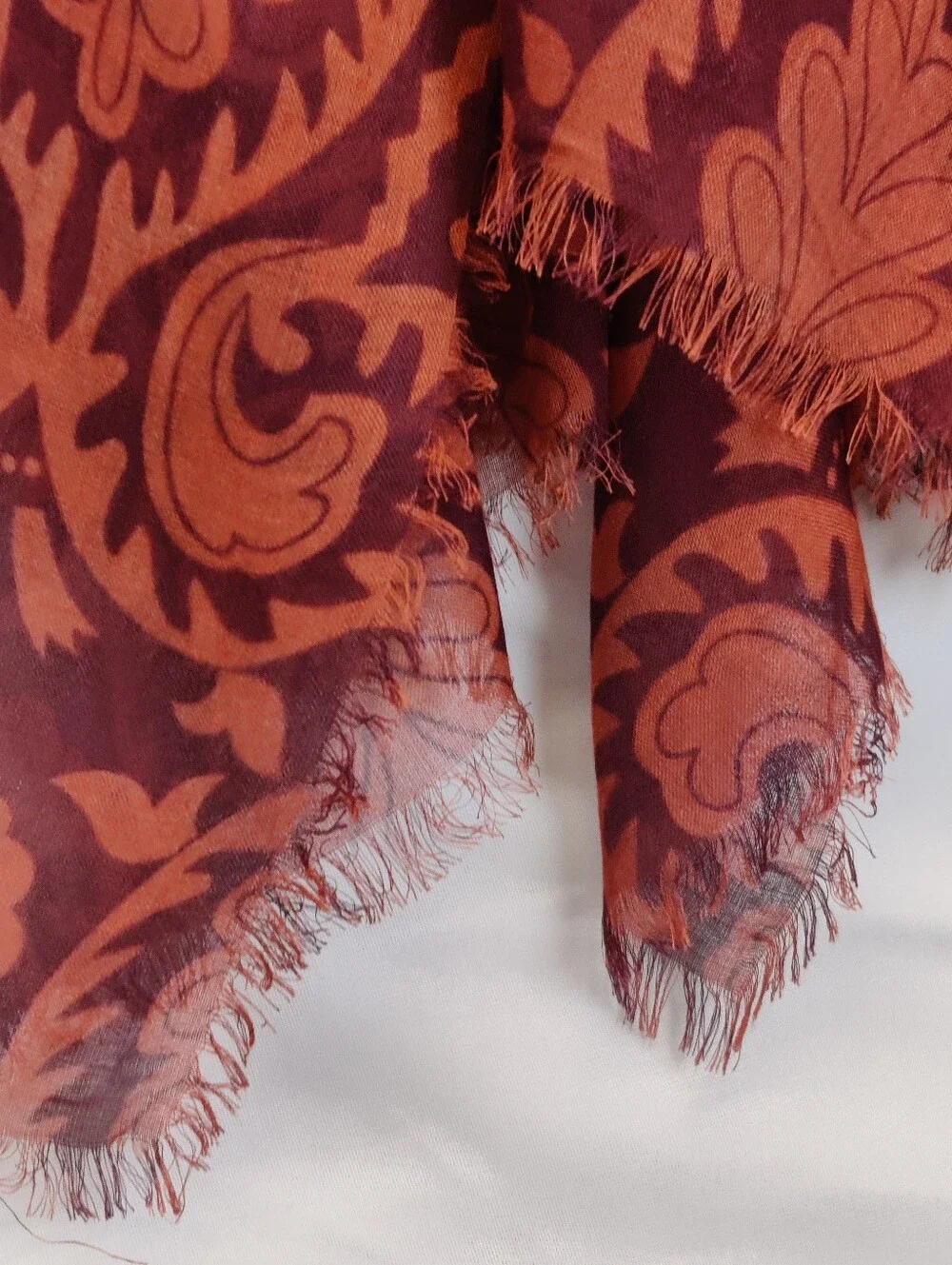 Naturally Knotty 100% Modal Oversized Rust Orange Damask Scarf Wrap 40x78